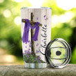Personalized Purple Flower My God My Savior Stainless Steel Tumbler, Tumbler Cups For Coffee/Tea, Great Customized Gifts For Birthday Christmas Thanksgiving