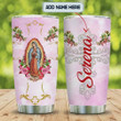 Personalized Pink Our Lady Flowers Stainless Steel Vacuum Insulated, 20 Oz Tumbler Cups For Coffee/Tea, Gifts For Birthday Christmas Thanksgiving, Perfect Gifts For Mother Mary Lovers