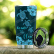 Blue Sea Turtle Hibiscus Flowers Tumbler Cup Go With The Flow Stainless Steel Insulated Tumbler 20 Oz Best Gifts For Birthday Christmas Thanksgiving Great Gifts For Turtle Lovers