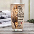 Personalized Dad Knows A Lot But Papa Knows Everything Custom Name Tumbler Best Gifts For Lion Dad Lion Lovers Father's Day 20 Oz Sport Bottle Stainless Steel Vacuum Insulated Tumbler