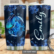 Blue Rose Butterfly Personalized Tumbler Cup Stainless Steel Vacuum Insulated Tumbler 20 Oz Perfect Customized Gifts For Birthday Christmas Thanksgiving Tumbler For Butterfly Lovers