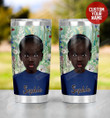 Personalized Black Little Girl And Flower Background Stainless Steel Tumbler, Tumbler Cups For Coffee/Tea, Great Customized Gifts For Birthday Christmas Thanksgiving