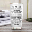 Personalized Viking Axe Dad To Son Viking Stainless Steel Tumbler, Tumbler Cups For Coffee/Tea, Great Customized Gifts For Father's Day Birthday Christmas Thanksgiving