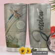 Ceramic Dragonfly Personalized Tumbler Cup Stainless Steel Insulated Tumbler 20 Oz Tumbler For Dragonfly Lovers Best Gifts For Birthday Christmas Thanksgiving Tumbler For Coffee/ Tea With Lid