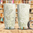 Ceramic Style Butterfly Personalized White Tumbler Cup Stainless Steel Vacuum Insulated Tumbler 20 Oz Great Customized Gifts For Birthday Christmas Thanksgiving Tumbler With Lid Tumbler Travel