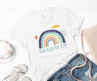4th Grade Team Teacher Shirt | Fourth Grade Rainbow of Inspirational Words TShirt | Stronger Together Unisex Back to School Crew T-Shirt