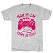 Mom By Day Gamer By Night Funny T-Shirt Tee Birthday Christmas Present T-Shirts Gifts Women T-Shirts Women Soft Clothes Fashion Tops Grey