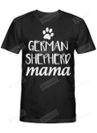 Dog Mom German Shepherd Mama Women T-Shirt Red Heart Dog Paw Mama Shirt Pets Mum Tees for Birthday Anniversary Mother's Day Doggo Puppy Mommy Tshirts