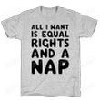 All I Want Is Equal Rights And A Nap Funny T-shirt Tee Birthday Christmas Present T-Shirts Gift Women T-shirts Women Soft Clothes Fashion Tops Grey Black