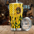 Sunflower American Flag And Paws Tumbler Gifts For Sunflower Lovers, Animal Lovers On Independence Day 20 Oz Sports Bottle Stainless Steel Vacuum Insulated Tumbler
