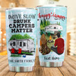 Personalized Happy Camper Tumbler Drunk Camper Matters Tumbler Best Gifts For Couples, Husband And Wife 20 Oz Sports Bottle Stainless Steel Vacuum Insulated Tumbler