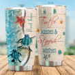Personalized Sea Turtles And Stafishes Tumbler Turtle Kisses And Starfish Wishes Tumbler Gifts For Sea Creatures Lovers 20 Oz Sports Bottle Stainless Steel Vacuum Insulated Tumbler