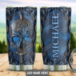 Personalized Blue Skull Artistic Style Tumbler 20 Oz Sports Bottle Stainless Steel Vacuum Insulated Tumbler