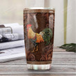 Personalized Wooden Chicken Pattern Stainless Steel Tumbler, Tumbler Cups For Coffee/Tea, Great Customized Gifts For Birthday Christmas Thanksgiving
