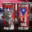 Puerto Rican Coqui Taino Warrior Personalized Puerto Rican Flag Tumbler For Coffee/ Tea It's In My DNA Stainless Steel Vacuum Insulated Tumbler 20 Oz Best Gifts For Birthday Christmas