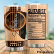 Personalized Guitar Guitarist Nutritional Facts Stainless Steel Tumbler, Tumbler Cups For Coffee/Tea, Great Customized Gifts For Birthday Christmas Thanksgiving