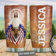Personalized American Eagle Faith God Picture Tumbler Cup Stainless Steel Insulated Tumbler 20 Oz Great Customized Gifts For Birthday Christmas Thanksgiving Coffee/ Tea Tumbler With Lid