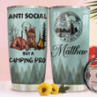 Personalized Bear Camping Anti Social But A Camping Pro Stainless Steel Tumbler, Tumbler Cups For Coffee/Tea, Great Customized Gifts For Birthday Christmas Thanksgiving