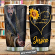 Sunflower Heart Jesus Personalized Tumbler Cup, It's Not Religion It's A Relationship, Stainless Steel Insulated Tumbler 20 Oz, Perfect Gifts For Birthday Christmas Thanksgiving, Coffee/ Tea Tumbler