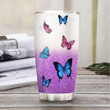 Colorful Butterfly Personalized Tumbler Cup Purple Stainless Steel Vacuum Insulated Tumbler 20 Oz Great Customized Gifts For Birthday Christmas Thanksgiving Gifts For Butterfly Lovers