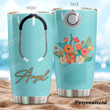 Personalized Vintage Flowers Teal Color Tumbler Gifts For Nurses, Doctors On Birthday Christmas Thanksgiving 20 Oz Sports Bottle Stainless Steel Vacuum Insulated Tumbler