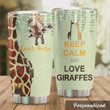 Personalized Giraffe Keep Calm And Love Giraffes Stainless Steel Tumbler, Tumbler Cups For Coffee/Tea, Great Customized Gifts For Birthday Christmas Thanksgiving