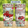 Personalized Christmas Red Truck Snow Scene Stainless Steel Tumbler, Tumbler Cups For Coffee/Tea, Great Customized Gifts For Birthday Christmas Thanksgiving