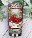 Personalized Christmas Red Truck Snow Scene Stainless Steel Tumbler, Tumbler Cups For Coffee/Tea, Great Customized Gifts For Birthday Christmas Thanksgiving