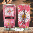 BRC Hippie Butterfly Personalized Tumbler Cup, Daisy Tumbler, Pink Stainless Steel Insulated Tumbler 20 Oz, Coffee/ Tea Tumbler With Lid, Lovely Gifts For Birthday Christmas Thanksgiving