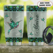Personalized Metal Style Green Jewelry Hummingbird Stainless Steel Tumbler Perfect Gifts For Bird Lover 20 Oz Tumbler Cups For Coffee/Tea, Great Customized Gifts For Birthday Christmas Thanksgiving