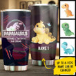 Personalized Papasaurus Tumbler The Man The Myth The Legend Perfect Gifts For Father's Day, Dinosaur Lover 20 Oz Sport Bottle Stainless Steel Vacuum Insulated Tumbler