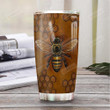 Bee Personalized Hive Wooden Style Tumbler Cup Stainless Steel Vacuum Insulated Tumbler 20 Oz Perfect Gifts For Bee Lovers Great Gifts For Birthday Christmas Thanksgiving Travelling Tumbler