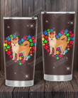 Autism Awareness Shiba Inu Dog Stainless Steel Tumbler, Tumbler Cups For Coffee/Tea, Great Gifts For Birthday Christmas Thanksgiving