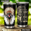 Listen To The Wind, Native American Skull Stainless Steel Tumbler Cup For Coffee/Tea, Great Customized Gift For Birthday Christmas Thanksgiving