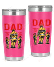 Dad Daughter's 1st Love Son's 1st Hero Firefighter, Pink Stainless Steel Tumbler Cup For Coffee/Tea, Great Customized Gift For Birthday Christmas Thanksgiving