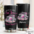 Personalized Just A Girl In Love With A Truck Driver Stainless Steel Tumbler, Tumbler Cups For Coffee/Tea, Great Customized Gifts For Birthday Anniversary