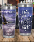 Personalized To My Niece I Love You To The Moon And Back, Never Forget That You Are Braver From Uncle, Flying Bald Eagle Stainless Steel Tumbler Cup For Coffee/Tea