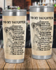 Personalized To My Daughter Whenever You Feel Overwhelmed, Straighten Your Crown From Mom, Lioness Mom And Girl Stainless Steel Tumbler Cup For Coffee/Tea