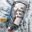 Personalized Custom Name Deer Couple He Keeps Me Safe She Keeps Me Wild Stainless Steel Tumbler, Tumbler Cups For Coffee Or Tea, Great Gifts For Thanksgiving Birthday Christmas