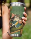 I Read Books, I Drink Tea And I Know Things, Cat Lying On The Couch Stainless Steel Tumbler Cup For Coffee/Tea