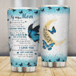 Personalized Butterfly Daughter To My Mom Tumbler I Love You To The Moon And Back Stainless Steel Travel Tumbler With Lid, Tumbler Cups For Coffee/Tea, Perfect Gifts For Mother's Day Birthday