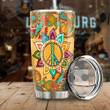 Hippie Peace Tumbler Custom Flower Pattern Stainless Steel Vacuum Insulated Double Wall Travel Tumbler With Lid, Tumbler Cups For Coffee/Tea, Perfect Gifts For Birthday Christmas Thanksgiving