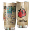Personalized Boxing Knowledge Tumbler Best Custom Name Gifts For Sport Lovers Boxing Players 20 Oz Sport Bottle Stainless Steel Vacuum Insulated Tumbler