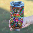 Hippie Pattern Personalized Tumbler Cup Get Your Happy On Stainless Steel Vacuum Insulated Tumbler 20 Oz Great Customized Gifts For Birthday Christmas Thanksgiving Coffee/ Tea Tumbler