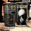 Billiard Pool Player Nutrition Facts Personalized Tumbler Cup Stainless Steel Vacuum Insulated Tumbler 20 Oz Coffee/ Tea Tumbler With Lid Great Gifts For Birthday Christmas Thanksgiving