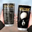 Billiard Pool Player Nutrition Facts Personalized Tumbler Cup Stainless Steel Vacuum Insulated Tumbler 20 Oz Coffee/ Tea Tumbler With Lid Great Gifts For Birthday Christmas Thanksgiving