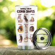 Personalized Corgi Shapes Tumbler Cup Corgi Facts Stainless Steel Vacuum Insulated Tumbler 20 Oz Best Birthday Gifts Christmas Gifts For Dog Lovers Coffee/ Tea Tumbler With Lid Lovely Corgi