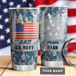 Personalized U.S. Navy Stainless Steel Tumbler, Tumbler Cups For Coffee/Tea, Great Customized Gifts For Birthday Christmas Thanksgiving
