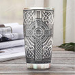 Personalized Celtic Silver Cross Pattern Stainless Steel Tumbler, Tumbler Cups For Coffee/Tea, Great Customized Gifts For Birthday Christmas Thanksgiving