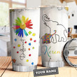Elephant Motherhood Picture Autism Awareness Personalized Tumbler Cup Autism Different Stainless Steel Vacuum Insulated Tumbler 20 Oz Great Customized Gifts For Birthday Christmas Thanksgiving